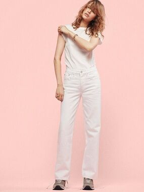 FRAME The Slouchy Straight White Jeans
